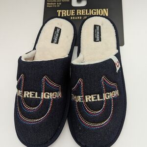 ✨HOST PICK✨NWT True Religion Men's (Size Medium 9-10) Denim Slide-In Slippers